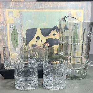 Anchor Hocking Tartan Glass And Picture Set